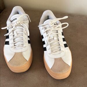 Adidas White and Tan Sneakers